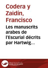 Les manuscrits arabes de l'Escurial décrits par Hartwig Derenbourg