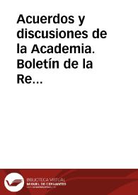 Acuerdos y discusiones de la Academia. Boletín de la Real Academia de la Historia, tomo 6 (enero 1885). Cuadernos I