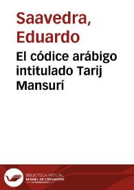 El códice arábigo intitulado Tarij Mansurí