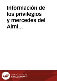 Información de los privilegios y mercedes del Almirante