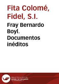 Fray Bernardo Boyl. Documentos inéditos