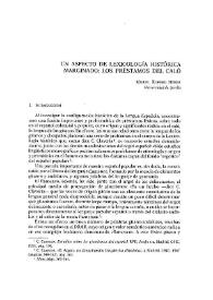 Un aspecto de lexicología histórica marginado: los préstamos del caló