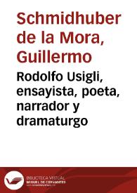 Rodolfo Usigli, ensayista, poeta, narrador y dramaturgo