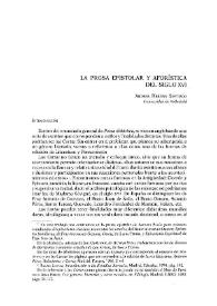 La prosa epistolar y aforística del siglo XVI