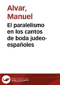 El paralelismo en los cantos de boda judeo-españoles