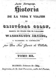 Historia de la vida y viajes de Cristóbal Colón. Tomo III