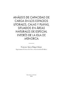 Análisis de capacidad de carga en los espacios litorales, calas y playas, situados en áreas naturales de especial interés de la isla de Menorca