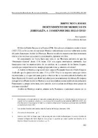 Breve nota sobre descendientes de moriscos en Jerusalén a comienzos del siglo XVIII