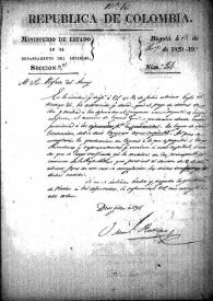 Contestación del Ministro de Estado en el Departamento de Interior al Prefecto de Azuay sobre las dietas a pagar a los diputados que se trasladan a la capital para el Congreso Constituyente y que se hará con arreglo a las leguas que disten desde su origen para lo que se solicitó la medida de los principales caminos de la República en diciembre del año anterior. (Bogotá, 15 de septiembre de 1829)