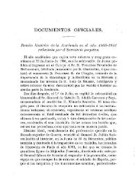 Reseña histórica de la Academia en el año 1900-1901 redactada por el Secretario perpetuo