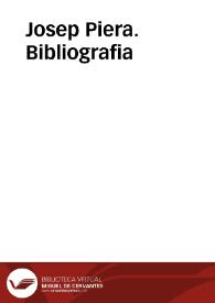 Josep Piera. Bibliografia