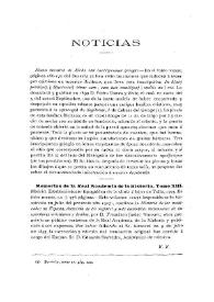 Noticias. Boletín de la Real Academia de la Historia. Tomo 47 (julio-septiembre, 1905). Cuaderno I-III