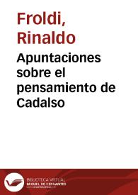 Apuntaciones sobre el pensamiento de Cadalso