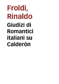 Giudizi di Romantici italiani su Calderón