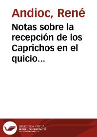 Notas sobre la recepción de los Caprichos en el quicio de dos siglos