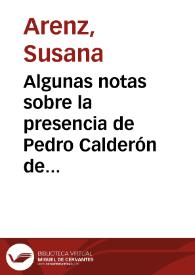 Algunas notas sobre la presencia de Pedro Calderón de la Barca en Hispanoamérica