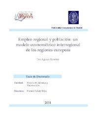 Empleo regional y población : un modelo econométrico interregional de las regiones europeas