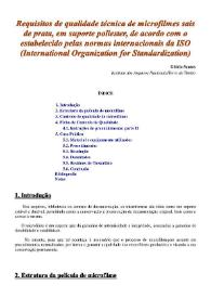 Requisitos de qualidade técnica de microfilmes sais de prata, em suporte poliester, de acordo com o establecido pelas normas internacionais da ISO (International Organization of Standarization)