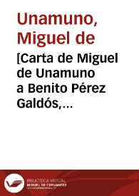 [Carta de Miguel de Unamuno a Benito Pérez Galdós, Salamanca, 30 de noviembre de 1898]