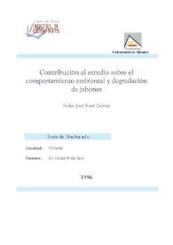 Contribución al estudio sobre el comportamiento ambiental y degradación de jabones