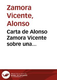 Carta de Alonso Zamora Vicente sobre una película española