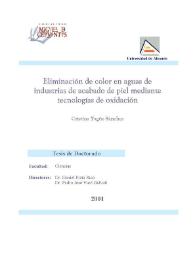 Eliminación de color en aguas de industrias de acabado de piel mediante tecnologías de oxidación