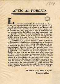 Aviso al publico, la penuria, dimanada de la lentitud en el pago de los repartimientos ...