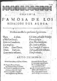 Los hidalgos de la aldea : comedia famosa