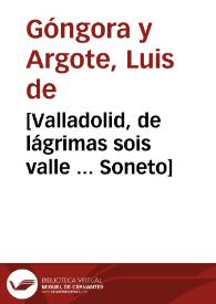 [Valladolid, de lágrimas sois valle ... Soneto]