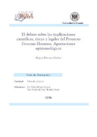 El debate sobre las implicaciones científicas, éticas, sociales y legales del Proyecto Genoma Humano. Aportaciones epistemológicas