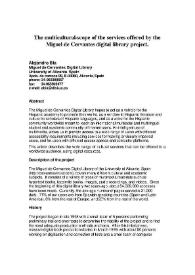 The use of multimediality to enhance the accessibility to digital library resources : The multicultural-scope of the services offered by the Miguel de Cervantes digital library project