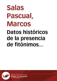 Datos históricos de la presencia de fitónimos relacionados con el género 