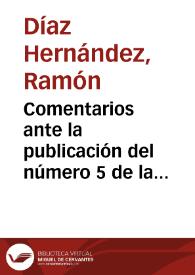 Comentarios ante la publicación del número 5 de la revista 