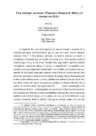 Una variante, un reino : Francisco Manuel de Melo y el romancero lírico