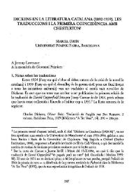 Dickens en la literatura catalana (1829-1939). Les traduccions i la primera coincidència amb Chesterton