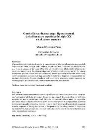 García Lorca dramaturgo: figura central de la literatura española del siglo XX en el canon europeo