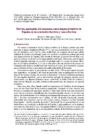 Hervás, apologista del eusquera como lengua primitiva de España en sus contextos fuerista y vasco-iberista