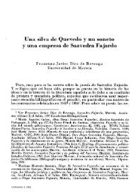 Una silva de Quevedo y un soneto y una empresa de Saavedra Fajardo