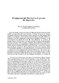 El epigrama de Marcial en la poesía de Quevedo