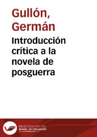 Introducción crítica a la novela de posguerra