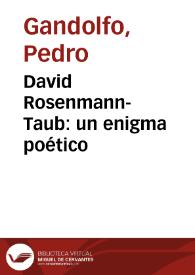 David Rosenmann-Taub: un enigma poético