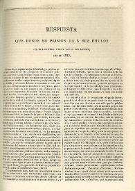 Respuesta que desde su prisión da a sus émulos el maestro Fray Luis de León, año de 1573