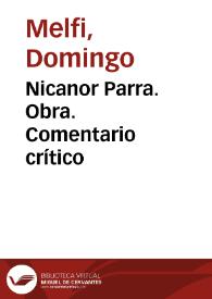 Nicanor Parra. Comentario crítico