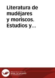 Literatura de mudéjares y moriscos. Estudios