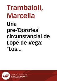 Una pre-'Dorotea' circunstancial de Lope de Vega: 