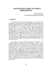 Inconstitucionalidad, legalidad y orden jurídico