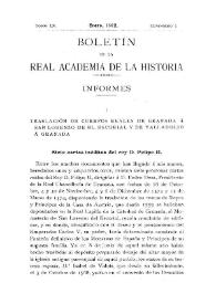 Traslación de los cuerpos reales de Granada a San Lorenzo de El Escorial y de Valladolid a Granada