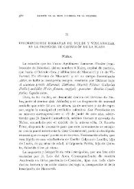 Inscripciones romanas de Nules y Villarreal en la provincia de Castellón de la Plana