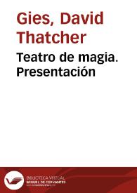 Teatro de magia. Presentación