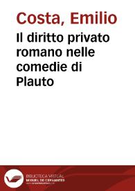 Il diritto privato romano nelle comedie di Plauto